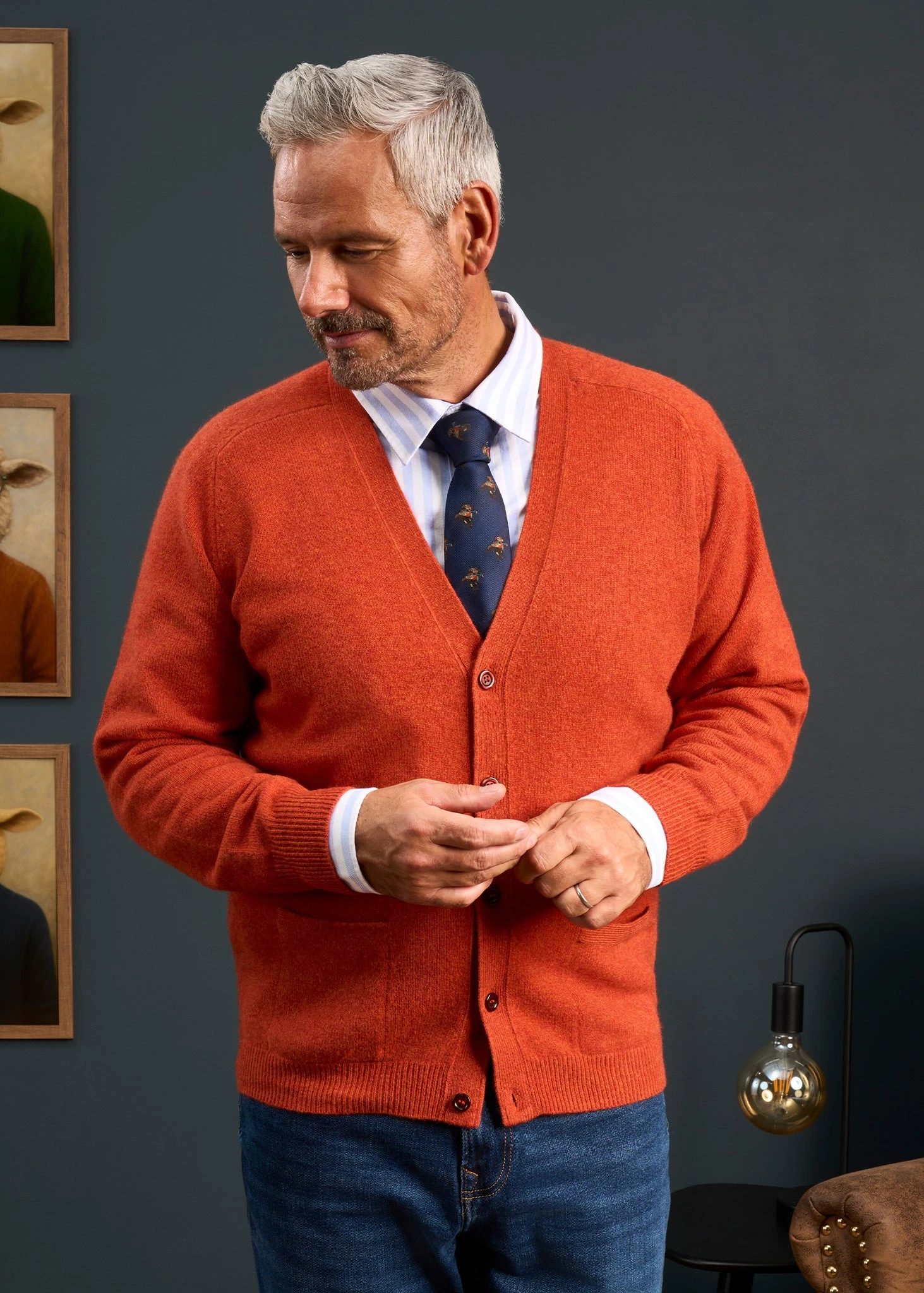 Cornwall Lambswool Cardigan In Ember - Classic Fit 4 Cornwall Lambswool Cardigan In Ember - Classic Fit - Image 4
