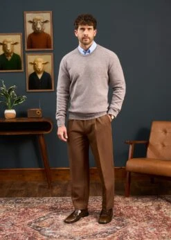 Lenzie Men's Lambswool Jumper In Fusion - Regular Fit -Elegant Wear World Mens Lambswool Crew Neck Regular Fit Fusion