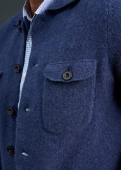 Ferndale Men's Knitted Lambswool Shirt In Rhapsody - Regular Fit -Elegant Wear World Mens Lambswool Overshirt Blue 2