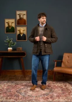 Felwell Children's Quilted Jacket In Olive - Regular Fit -Elegant Wear World Mens Quilted Jacket Olive 1