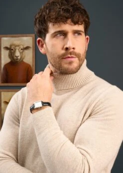 Petersham Men's Geelong Wool Roll Neck In Irish Cream 6 Petersham Men's Geelong Wool Roll Neck In Irish Cream -Elegant Wear World Mens Roll Neck Jumper Cream