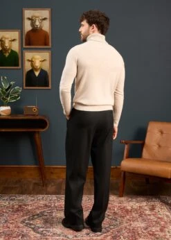 Petersham Men's Geelong Wool Roll Neck In Irish Cream 9 Petersham Men's Geelong Wool Roll Neck In Irish Cream -Elegant Wear World Mens Roll Neck Jumper Cream 3