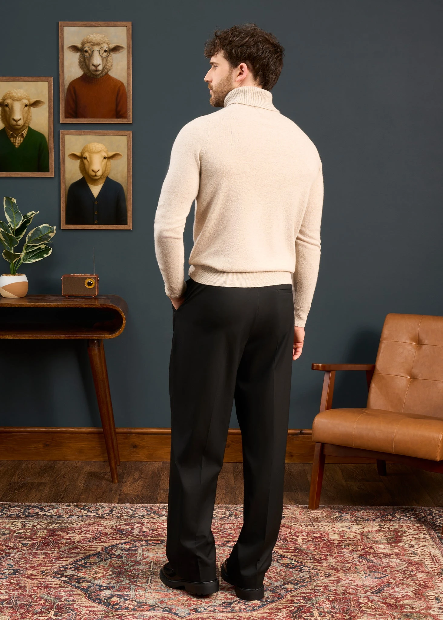 Petersham Men's Geelong Wool Roll Neck In Irish Cream 5 Petersham Men's Geelong Wool Roll Neck In Irish Cream - Image 5