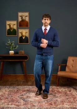 Kinloch Men's Shetland Wool Cardigan In Indigo 8 Kinloch Men's Shetland Wool Cardigan In Indigo -Elegant Wear World Mens Shetland Wool Cardigan Blue 2 62b5e4ab 6b21 4d23 b303 b4d984efdfba