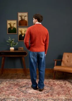 Kinloch Men's Shetland Wool Cardigan In Saffron -Elegant Wear World Mens Shetland Wool Cardigan Orange 4