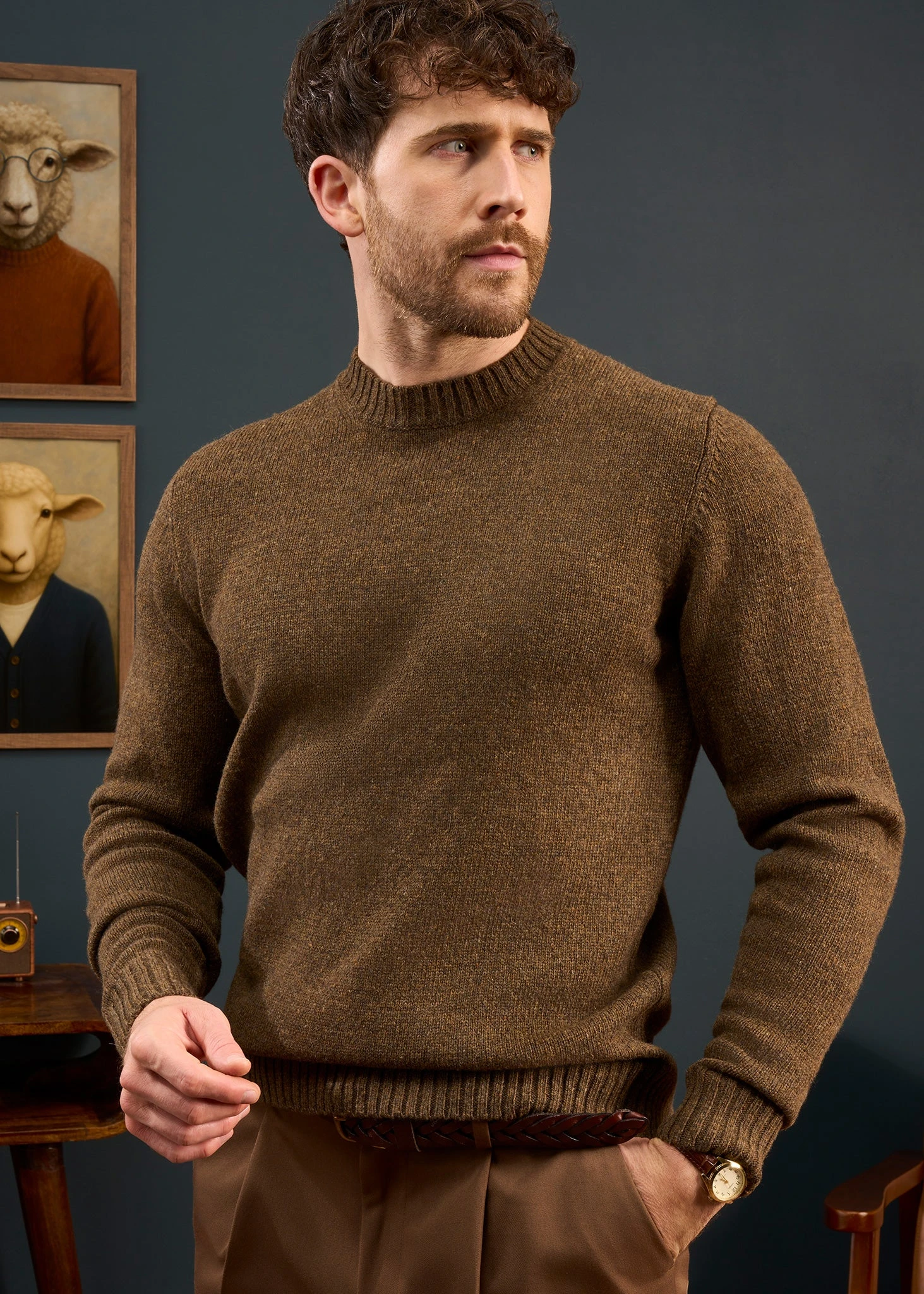 Kinnadie Supersoft Shetland Scots Pine Jumper - Regular Fit 2 Kinnadie Supersoft Shetland Scots Pine Jumper - Regular Fit - Image 2