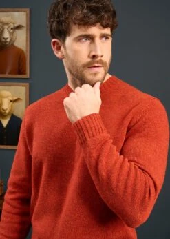 Kinnadie Supersoft Shetland Jumper In Saffron - Regular Fit -Elegant Wear World Mens Shetland Wool Jumper In Saffron