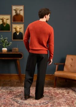 Kinnadie Supersoft Shetland Jumper In Saffron - Regular Fit -Elegant Wear World Mens Shetland Wool Jumper In Saffron 3