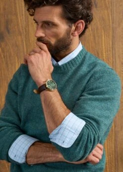 Kinnadie Supersoft Shetland Jumper In Kingfisher - Regular Fit 8 Kinnadie Supersoft Shetland Jumper In Kingfisher - Regular Fit -Elegant Wear World Mens Shetland Wool Jumper Kingfisher 5
