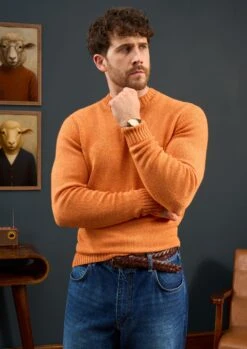 Kinnadie Supersoft Shetland Clementine Jumper - Regular Fit -Elegant Wear World Mens Shetland Wool Jumper Orange 1bbe3d4c f301 4632 a7ca 3700c918d90d
