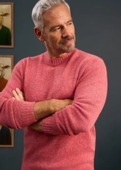 Kinnadie Supersoft Shetland Jumper In Red Clover- Regular Fit -Elegant Wear World Mens Shetland Wool Jumper Pink Red