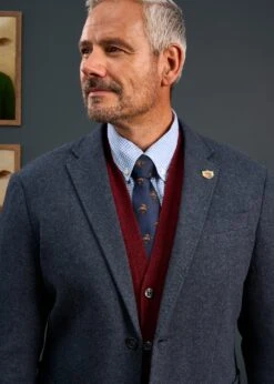 Richmond Men's Knitted Blazer In Navy -Elegant Wear World Mens Tweed Blue Blazer Surrey