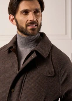 Surrey Waterproof Tweed Coat In Bramble - Shooting Fit -Elegant Wear World Mens Tweed Waterproof Coat Surrey Bramble 3