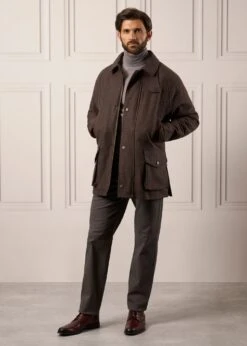 Surrey Waterproof Tweed Coat In Bramble - Shooting Fit -Elegant Wear World Mens Tweed Waterproof Coat Surrey Bramble 4