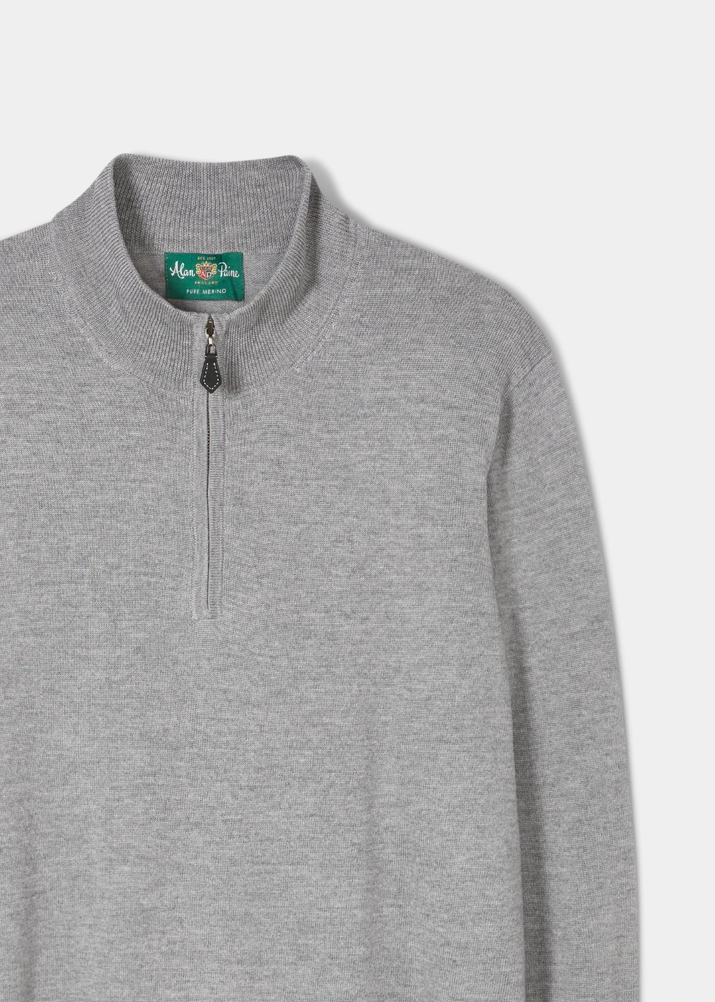 Barton Merino Wool 1/4 Zip Mock Jumper In Light Grey Mix - Regular Fit 2 Barton Merino Wool 1/4 Zip Mock Jumper In Light Grey Mix - Regular Fit - Image 2