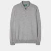 Barton Merino Wool 1/4 Zip Mock Jumper In Light Grey Mix - Regular Fit -Elegant Wear World Merino Wool Half Zip Jumper Grey