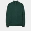 Barton Merino Wool 1/4 Zip Mock Jumper In Hunter - Regular Fit -Elegant Wear World Merino Wool Half Zip Jumper Hunter