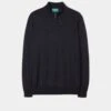 Barton Merino Wool 1/4 Zip Mock Jumper In Dark Navy - Regular Fit -Elegant Wear World Merino Wool Half Zip Jumper Navy