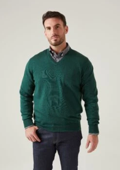 Millbreck Merino Wool Jumper In Hunter - Regular Fit -Elegant Wear World Millbreck Men s Merino Wool Jumper In Regular Fit Hunter 5