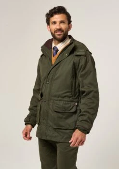 Milwood Men's Waterproof Shooting Coat In Olive - Shooting Fit -Elegant Wear World Milwood Mens Waterproof Shooting Coat Olive 3
