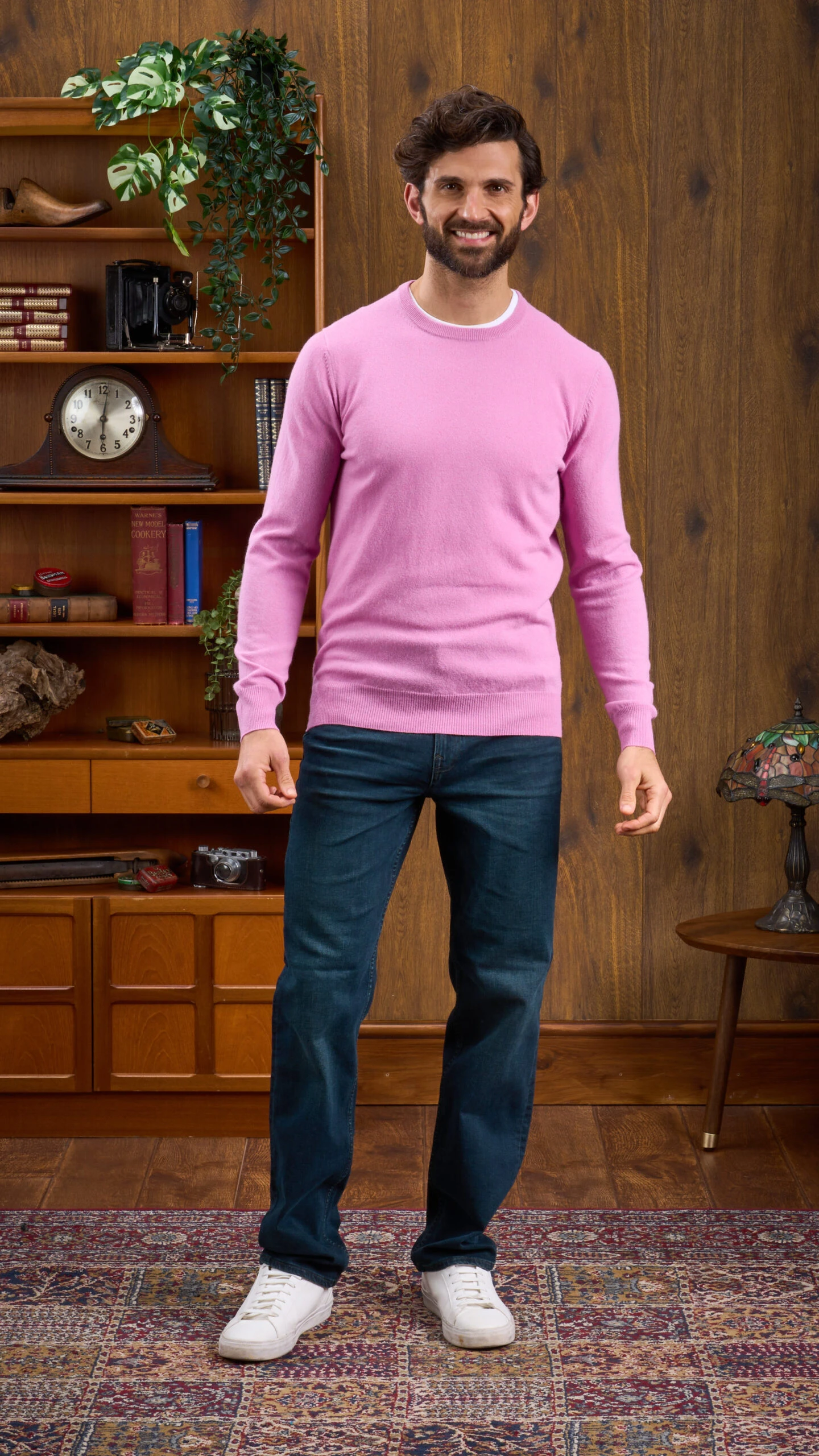 Men's Geelong Lambswool Crew Neck Jumper In Pink Haze - Regular Fit 3 Men's Geelong Lambswool Crew Neck Jumper In Pink Haze - Regular Fit - Image 3