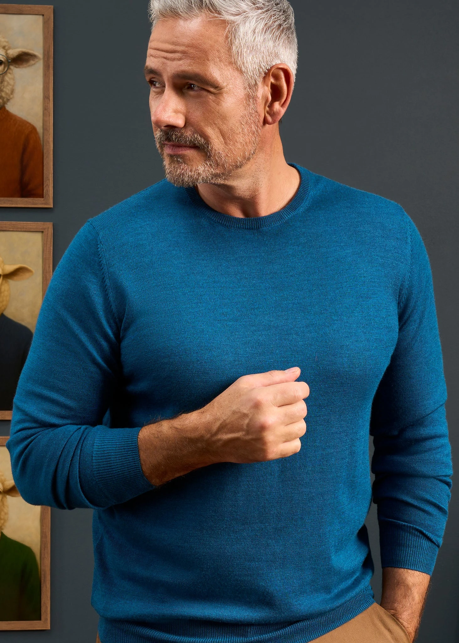 Radstone Men's Merino Wool Jumper In Bottle Blue - Regular Fit 5 Radstone Men's Merino Wool Jumper In Bottle Blue - Regular Fit - Image 5