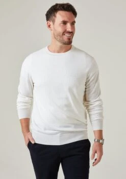 Radstone Men's Merino Wool Jumper In Ecru - Regular Fit -Elegant Wear World Radstone Men s Merino Wool Jumper In Regular Fit Ecru 4