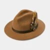 Richmond Ladies Felt Hat With Feather In Camel -Elegant Wear World Richmond Felt Feather Hat in Camel