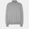 Linton Merino Wool Roll Neck Jumper In Light Grey Mix - Regular Fit -Elegant Wear World Roll Neck Merino Wool Grey Mix