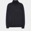 Linton Merino Wool Roll Neck Jumper In Dark Navy - Regular Fit -Elegant Wear World Roll Neck Merino Wool Navy