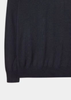 Linton Merino Wool Roll Neck Jumper In Dark Navy - Regular Fit -Elegant Wear World Roll Neck Merino Wool Navy 2