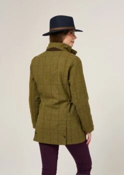 Rutland Ladies Tweed Waterproof Shooting Coat In Lichen -Elegant Wear World Rutland Ladies Tweed Shooting Coat Lichen 4