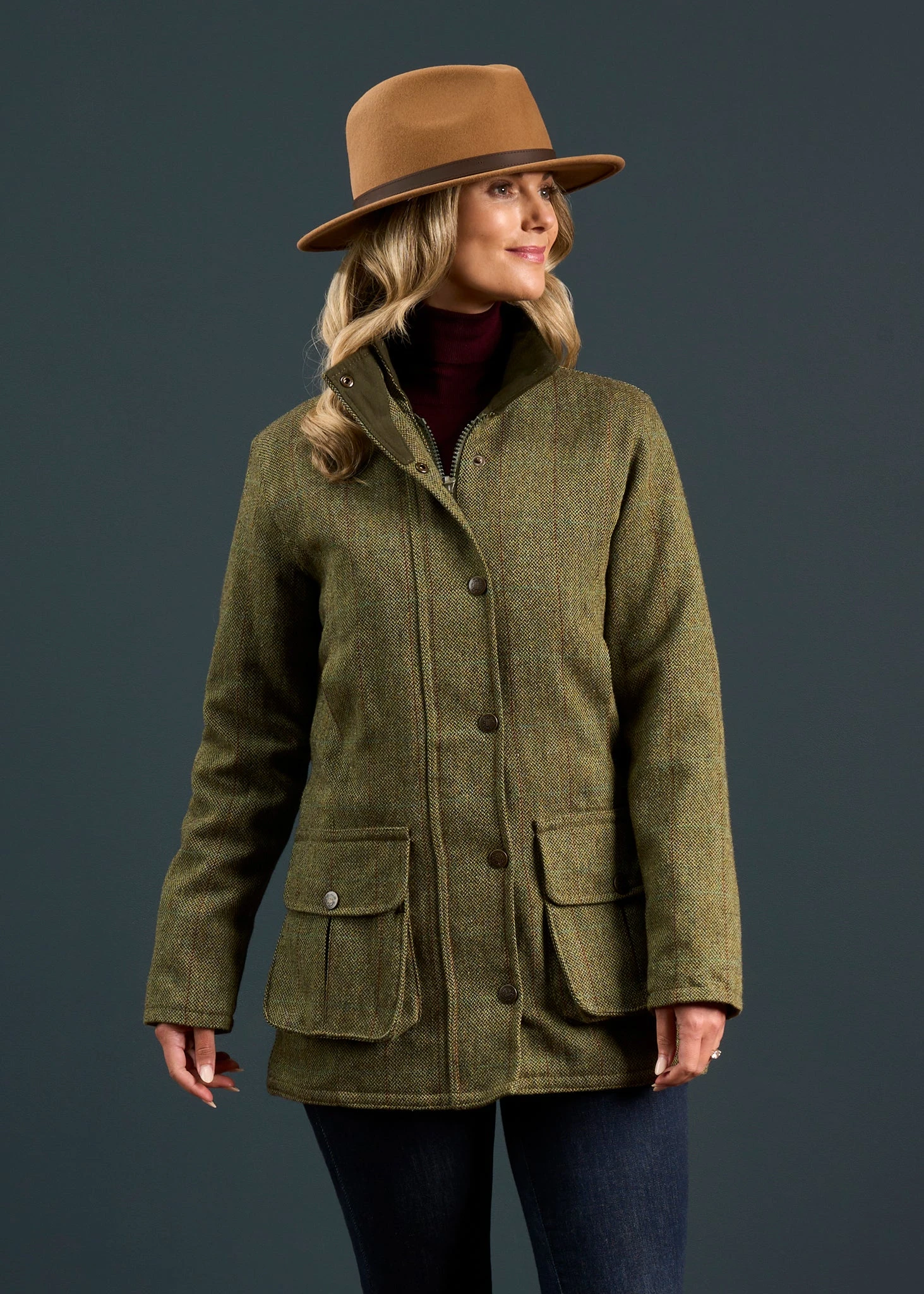 Rutland Ladies Tweed Waterproof Shooting Coat In Hemp 3 Rutland Ladies Tweed Waterproof Shooting Coat In Hemp - Image 3