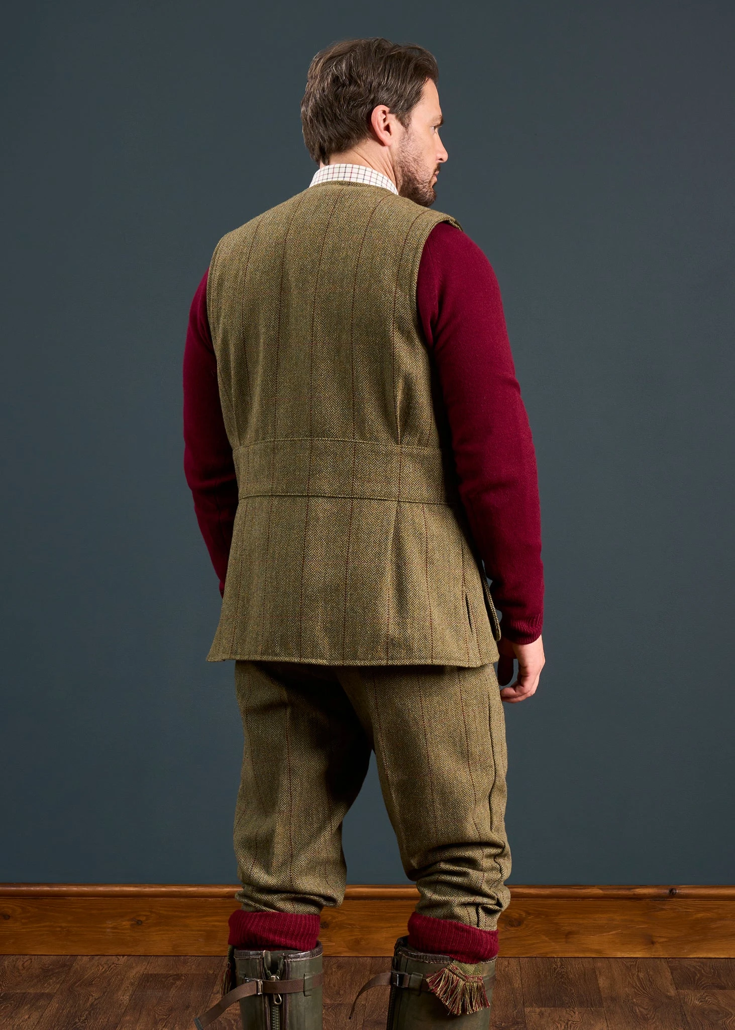 Rutland Men's Tweed Shooting Waistcoat In Oakley - Shooting Fit 4 Rutland Men's Tweed Shooting Waistcoat In Oakley - Shooting Fit - Image 4