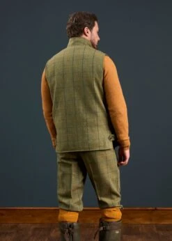 Rutland Men's Tweed Waistcoat In Dark Moss - Shooting Fit -Elegant Wear World Rutland Mens Tweed Waistcoat Dark Moss 2
