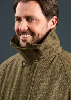 Rutland Men's Tweed Waterproof Shooting Coat In Oakley -Elegant Wear World Rutland Mens Tweed Waterproof Shooting Coat Oakley 4