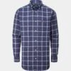 Ilkley Flannel Check Shirt In Blue - Shooting Fit -Elegant Wear World Shooting Shirt Mens Ilkley Flannel Blue