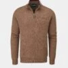 Streetly Men's 1/2 Zip Mock Neck Jumper In Tobacco - Classic Fit -Elegant Wear World Streetly Mens Quater Zip Jumper Tobacco 1