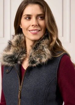 Surrey Ladies Tweed Gilet In Blue -Elegant Wear World Surrey Ladies Blue Tweed Gilet 3