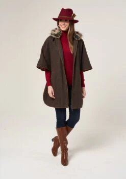 Surrey Ladies Tweed Cape In Bramble -Elegant Wear World Surrey Ladies Tweed Cape Bramble 11