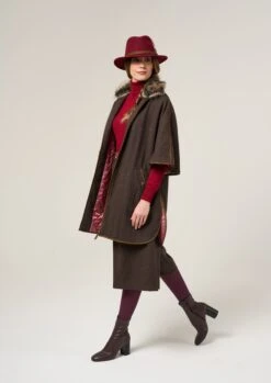Surrey Ladies Tweed Cape In Bramble -Elegant Wear World Surrey Ladies Tweed Cape Bramble 2