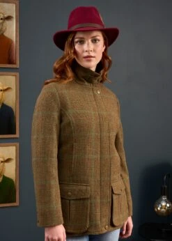 Surrey Ladies Tweed Coat In Marsh - Regular Fit -Elegant Wear World Surrey Ladies Tweed Coat Marsh 3