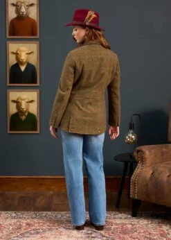 Surrey Ladies Tweed Coat In Marsh - Regular Fit -Elegant Wear World Surrey Ladies Tweed Coat Marsh 4