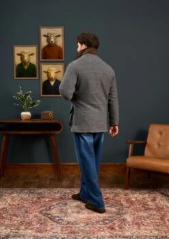 Surrey Waterproof Tweed Coat In Blue Check - Shooting Fit -Elegant Wear World Surrey Mens Tweed Coat Grey Check 2