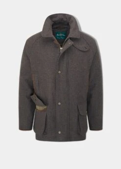 Surrey Waterproof Tweed Coat In Bramble - Shooting Fit -Elegant Wear World Surrey Mens Waterproof Tweed Coat Bramble