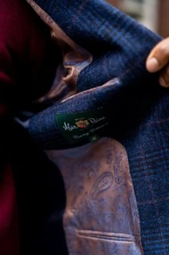 Surrey Tweed Lined Blazer In Navy Check - Regular Fit -Elegant Wear World Surrey Mens Tweed Blazer Blue Check 1