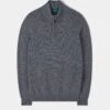 Sutherland Lambswool 1/4 Zip Jumper In Grey Mix - Regular Fit -Elegant Wear World Sutherland Mens Lambswool Quater Zip Jumper Grey Mix
