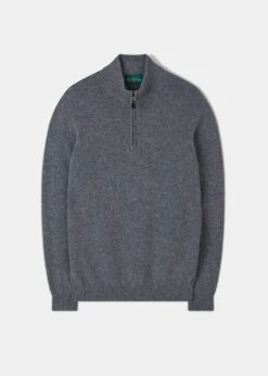 Sutherland Lambswool 1/4 Zip Jumper In Grey Mix - Regular Fit