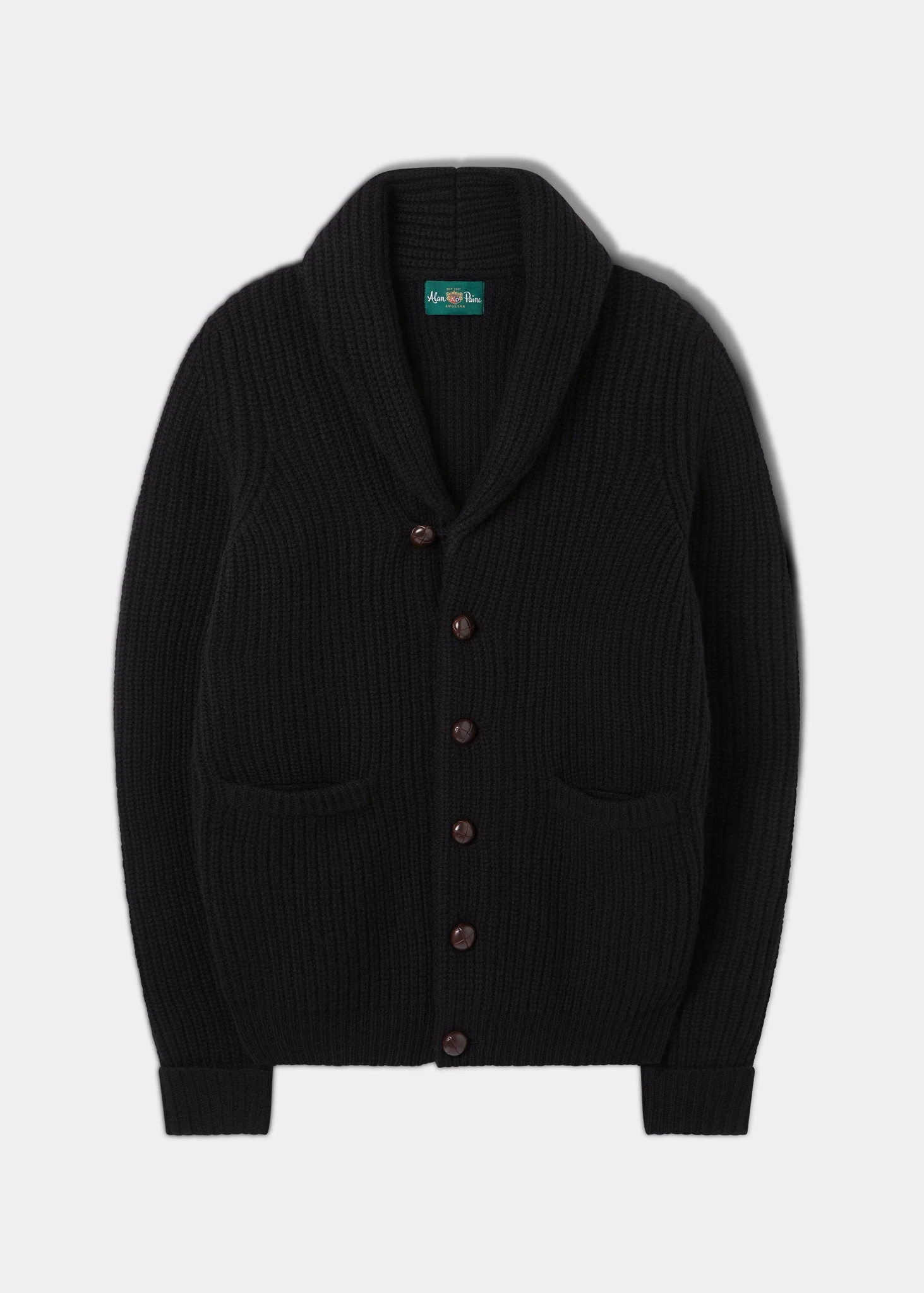 Usworth Men's Shawl Collar Lambswool Jumper In Black - Regular Fit 1 Usworth Men's Shawl Collar Lambswool Jumper In Black - Regular Fit
