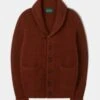Usworth Men's Shawl Collar Lambswool Jumper In Sienna - Regular Fit -Elegant Wear World UNSWORTH HALF CARDI STITCH SHAWL COLLAR SIENNA 01